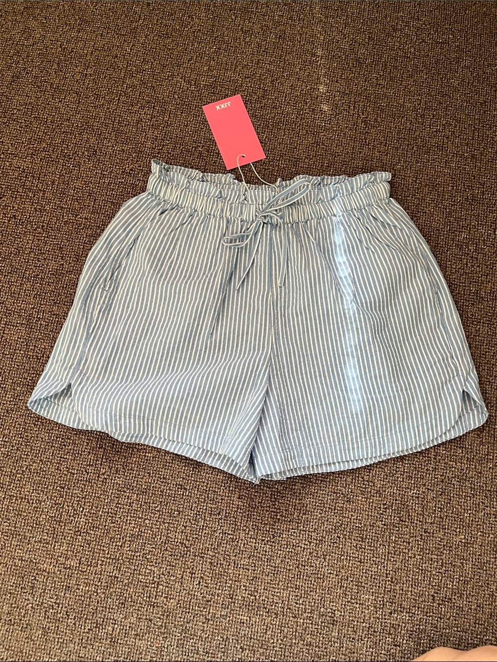JJXX Striped Seersucker High-Waist Women's Drawstring Shorts